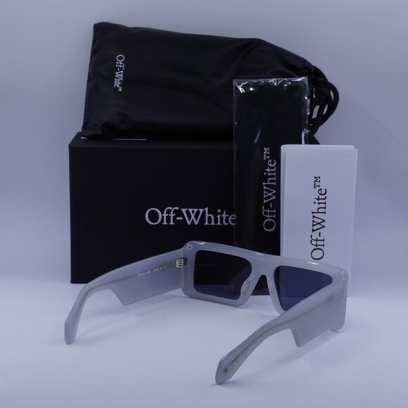 Off-White OERI140 TROY 0945 Sunglasses Grey Rectangle Frame, Blue Lenses - Picture 9 of 9